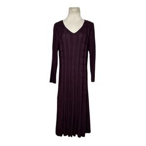 Nine West burgundy 3/4 sleeves cable knit midi dress size XL